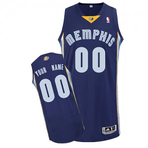 Memphis Grizzlies Authentic Personnalisé Road Maillot d'équipe de NBA - Bleu marin pour Homme