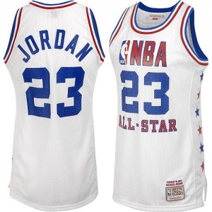 Chicago Bulls Mitchell and Ness Michael Jordan #23 Throwback 1985 All Star Authentic Maillot d'équipe de NBA - Blanc pour Homme