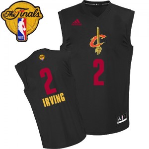 Maillot NBA Noir Kyrie Irving #2 Cleveland Cavaliers New Fashion 2015 The Finals Patch Authentic Homme Adidas
