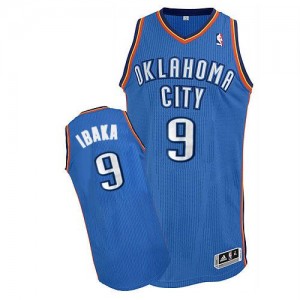 Maillot NBA Authentic Serge Ibaka #9 Oklahoma City Thunder Road Bleu royal - Homme