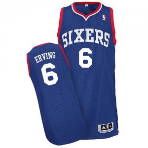 Philadelphia 76ers #6 Adidas Alternate Bleu royal Authentic Maillot d'équipe de NBA à vendre - Julius Erving pour Homme