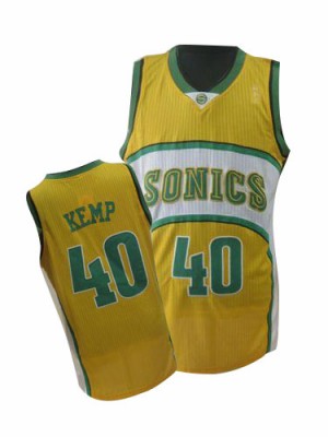 Maillot Authentic Oklahoma City Thunder NBA Throwback SuperSonics Jaune - #40 Shawn Kemp - Homme
