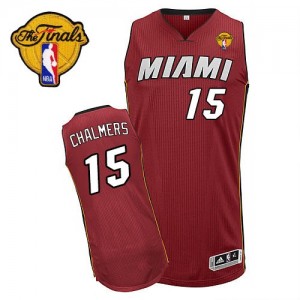 Maillot NBA Miami Heat #15 Mario Chalmers Rouge Adidas Authentic Alternate Finals Patch - Homme