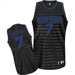 Maillot NBA New York Knicks #7 Carmelo Anthony Gris noir Adidas Authentic Groove - Homme