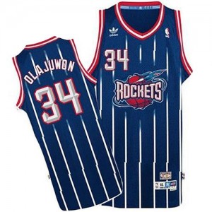 Houston Rockets #34 Adidas Throwback Bleu marin Swingman Maillot d'équipe de NBA préférentiel - Hakeem Olajuwon pour Homme