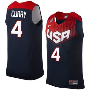 Team USA Nike Stephen Curry #4 2014 Dream Team Authentic Maillot d'équipe de NBA - Bleu marin pour Homme