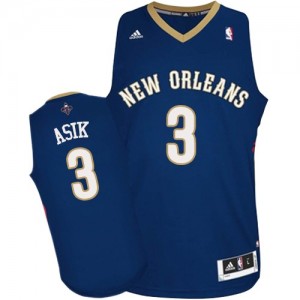 Maillot NBA Bleu marin Omer Asik #3 New Orleans Pelicans Road Authentic Homme Adidas