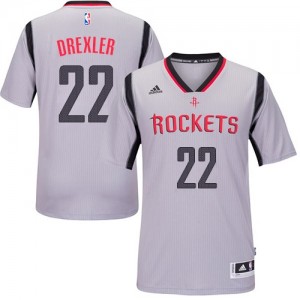 Maillot NBA Gris Clyde Drexler #22 Houston Rockets Alternate Swingman Homme Adidas