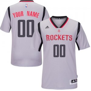 Maillot NBA Gris Authentic Personnalisé Houston Rockets Alternate Homme Adidas
