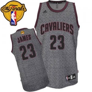 Maillot NBA Cleveland Cavaliers #23 LeBron James Gris Adidas Swingman Static Fashion 2015 The Finals Patch - Homme
