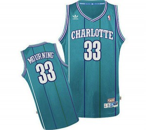 Maillot NBA Swingman Alonzo Mourning #33 Charlotte Hornets Throwback Bleu clair - Homme