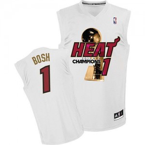 Miami Heat Chris Bosh #1 Finals Champions Authentic Maillot d'équipe de NBA - Blanc pour Homme