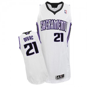 Maillot NBA Sacramento Kings #21 Vlade Divac Blanc Adidas Authentic Home - Homme