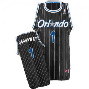 Maillot NBA Noir Penny Hardaway #1 Orlando Magic Throwback Authentic Homme Nike
