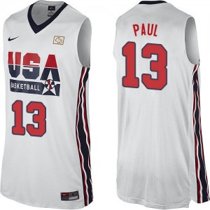 Team USA Nike Chris Paul #13 2012 Olympic Retro Swingman Maillot d'équipe de NBA - Blanc pour Homme