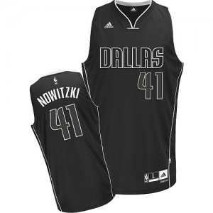 Maillot NBA Swingman Dirk Nowitzki #41 Dallas Mavericks Fashion Noir Blanc - Homme