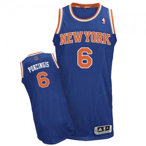 Maillot Authentic New York Knicks NBA Road Bleu royal - #6 Kristaps Porzingis - Homme