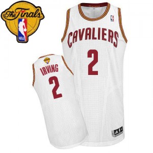 Maillot NBA Cleveland Cavaliers #2 Kyrie Irving Blanc Adidas Authentic Home 2015 The Finals Patch - Homme