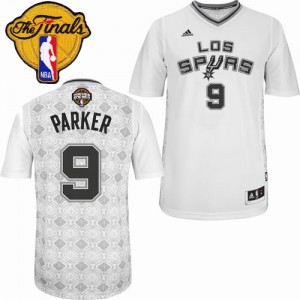 Maillot NBA Blanc Tony Parker #9 San Antonio Spurs New Latin Nights Finals Patch Swingman Homme Adidas