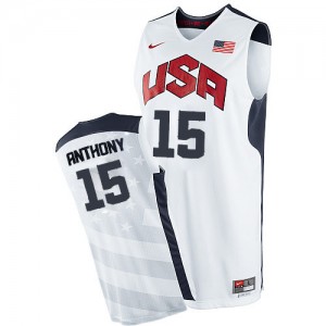 Team USA #15 Nike 2012 Olympics Blanc Authentic Maillot d'équipe de NBA Expédition rapide - Carmelo Anthony pour Homme