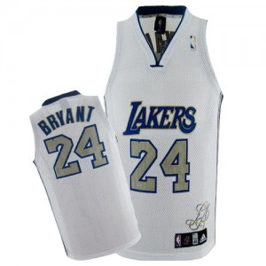 Maillot NBA Los Angeles Lakers #24 Kobe Bryant Blanc Adidas Swingman City Style - Homme