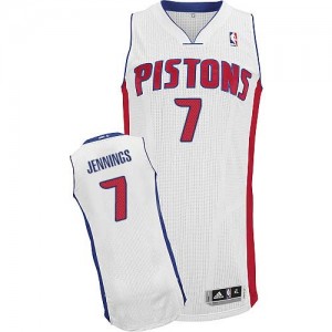 Maillot Adidas Blanc Home Authentic Detroit Pistons - Brandon Jennings #7 - Homme