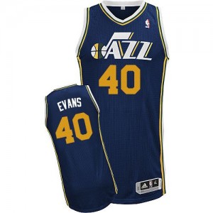 Utah Jazz #40 Adidas Road Bleu marin Authentic Maillot d'équipe de NBA en soldes - Jeremy Evans pour Homme