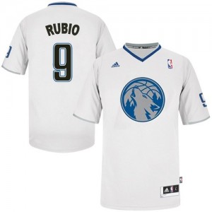 Maillot NBA Minnesota Timberwolves #9 Ricky Rubio Blanc Adidas Authentic 2013 Christmas Day - Homme