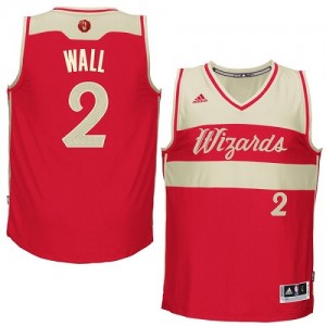 Maillot Adidas Rouge 2015-16 Christmas Day Authentic Washington Wizards - John Wall #2 - Homme