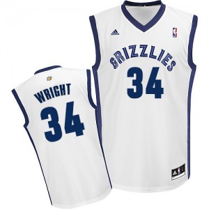Maillot NBA Blanc Brandan Wright #34 Memphis Grizzlies Home Swingman Homme Adidas