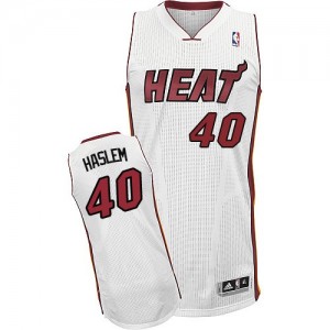 Maillot NBA Miami Heat #40 Udonis Haslem Blanc Adidas Authentic Home - Homme