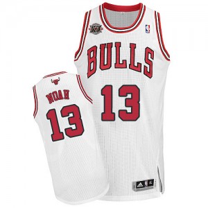 Maillot NBA Chicago Bulls #13 Joakim Noah Blanc Adidas Authentic Home 20TH Anniversary - Homme