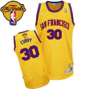 Golden State Warriors #30 Adidas Throwback San Francisco 2015 The Finals Patch Or Authentic Maillot d'équipe de NBA préférentiel - Stephen Curry pour Homme