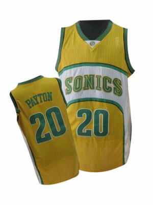 Maillot NBA Jaune Gary Payton #20 Oklahoma City Thunder Throwback SuperSonics Swingman Homme Adidas