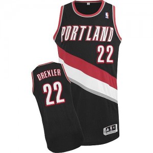 Maillot NBA Noir Clyde Drexler #22 Portland Trail Blazers Road Authentic Homme Adidas