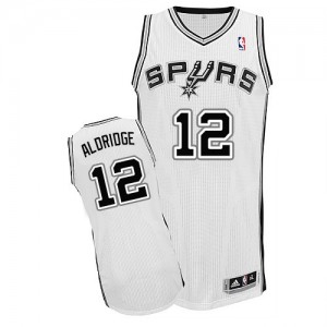 Maillot NBA Blanc LaMarcus Aldridge #12 San Antonio Spurs Home Authentic Homme Adidas