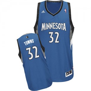 Maillot NBA Slate Blue Karl-Anthony Towns #32 Minnesota Timberwolves Road Swingman Homme Adidas