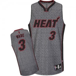 Maillot Adidas Gris Static Fashion Authentic Miami Heat - Dwyane Wade #3 - Homme