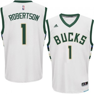 Milwaukee Bucks #1 Adidas Home Blanc Authentic Maillot d'équipe de NBA 100% authentique - Oscar Robertson pour Homme