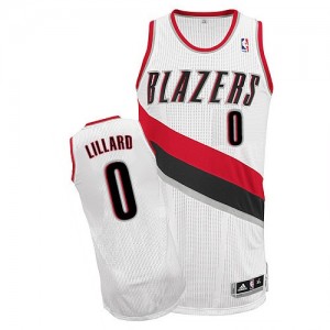 Maillot NBA Portland Trail Blazers #0 Damian Lillard Blanc Adidas Authentic Home - Femme