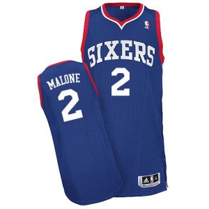 Maillot NBA Bleu royal Moses Malone #2 Philadelphia 76ers Alternate Authentic Homme Adidas