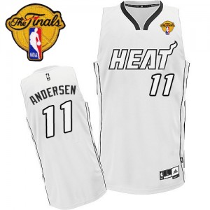 Maillot NBA Miami Heat #11 Chris Andersen Blanc Adidas Swingman Finals Patch - Homme