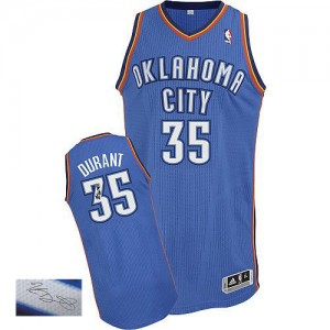 Oklahoma City Thunder #35 Adidas Road Autographed Bleu royal Authentic Maillot d'équipe de NBA Prix d'usine - Kevin Durant pour Homme
