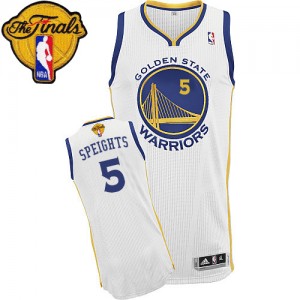 Maillot NBA Authentic Marreese Speights #5 Golden State Warriors Home 2015 The Finals Patch Blanc - Homme