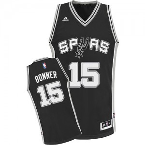 Maillot NBA San Antonio Spurs #15 Matt Bonner Noir Adidas Swingman Road - Homme