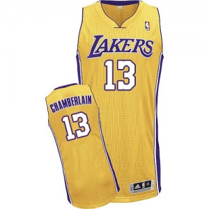 Los Angeles Lakers Wilt Chamberlain #13 Home Authentic Maillot d'équipe de NBA - Or pour Homme