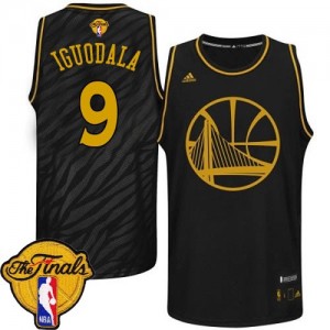 Maillot NBA Noir Andre Iguodala #9 Golden State Warriors Precious Metals Fashion 2015 The Finals Patch Authentic Homme Adidas