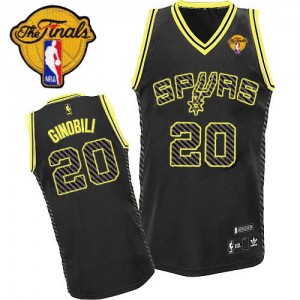 San Antonio Spurs #20 Adidas Electricity Fashion Finals Patch Noir Authentic Maillot d'équipe de NBA Vente pas cher - Manu Ginobili pour Homme