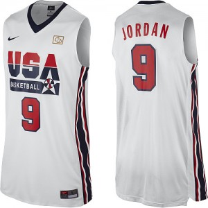 Maillot NBA Blanc Michael Jordan #9 Team USA 2012 Olympic Retro Swingman Homme Nike
