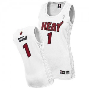 Maillot NBA Authentic Chris Bosh #1 Miami Heat Home Blanc - Femme
